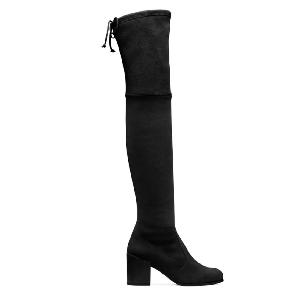 Stuart Weitzman Tieland Black Over-the-Knee Block Heel Boots